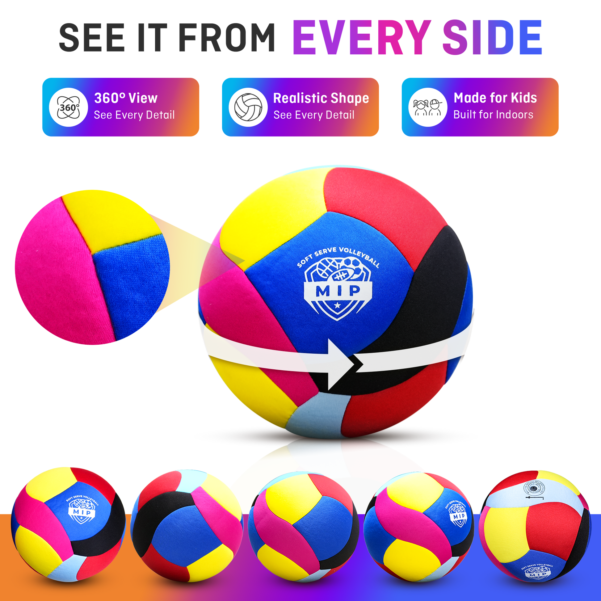 SoftServe foam-padded indoor volleyball in vibrant colors, ideal for practice and beginner players.
