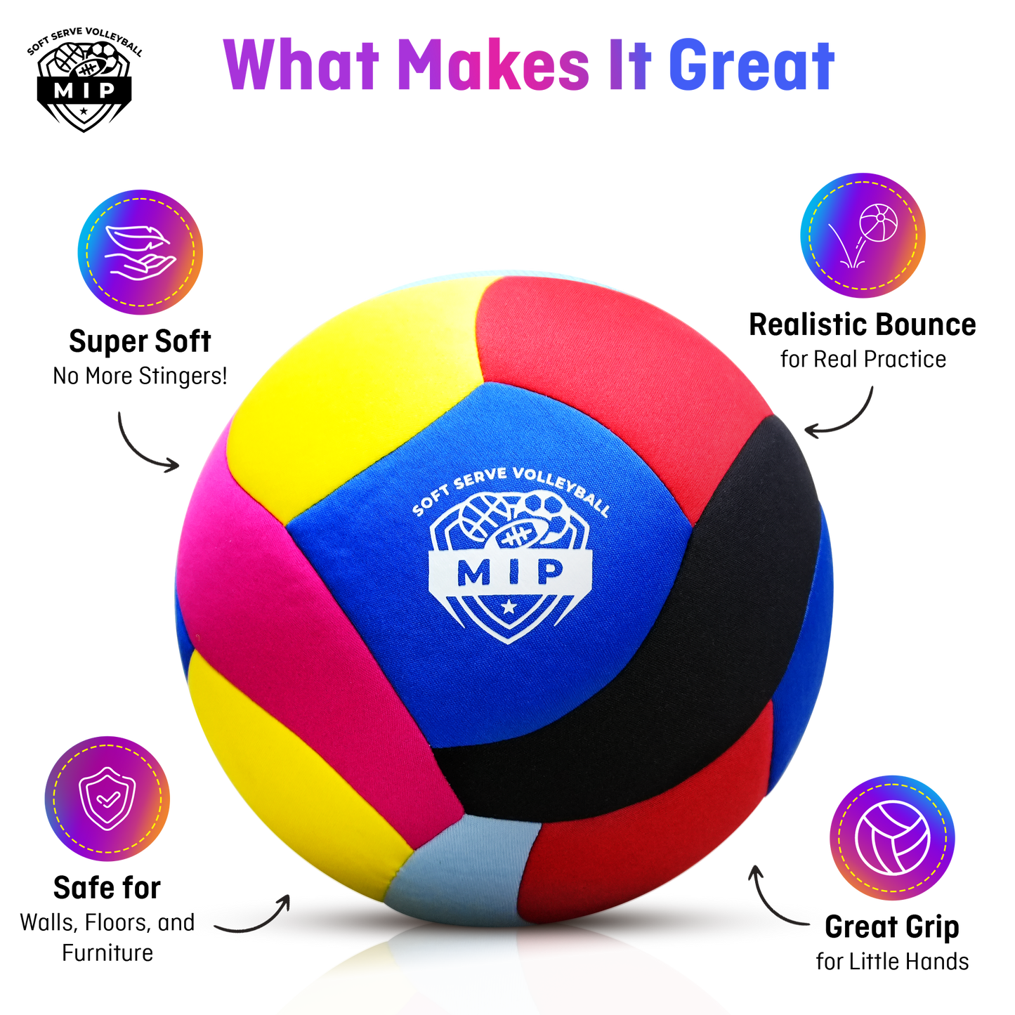 SoftServe foam-padded indoor volleyball for beginners, ideal for practice in apartments and homes