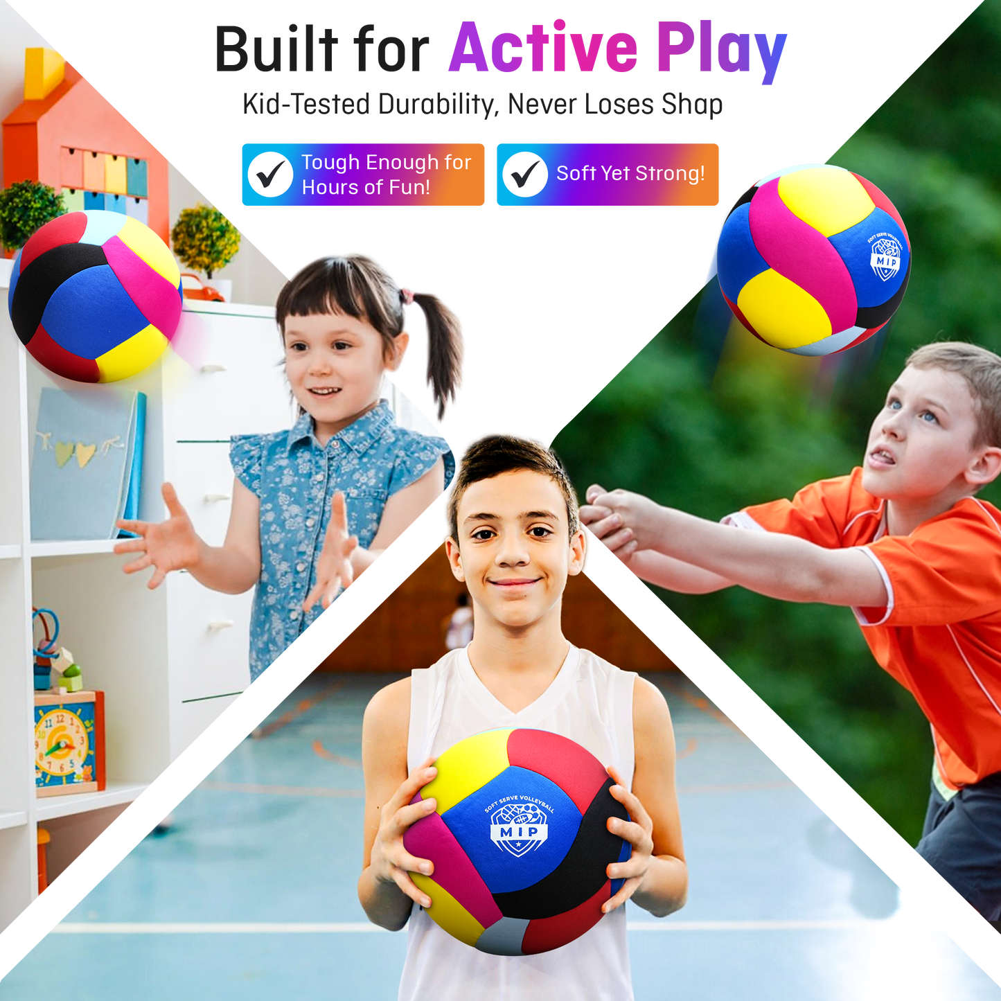 SoftServe foam-padded indoor volleyball in vibrant colors, ideal for practice in apartments and basements.