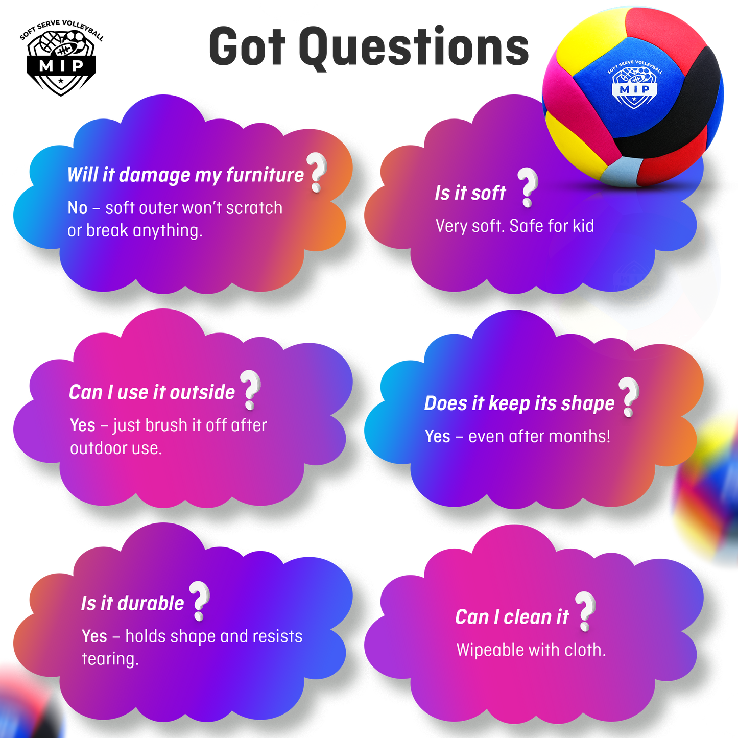 SoftServe foam-padded indoor volleyball in vibrant blue, ideal for adult practice and apartment-friendly use.