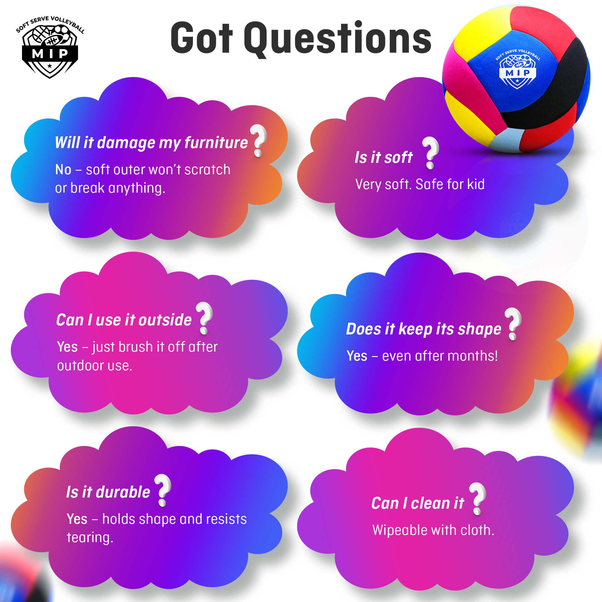 SoftServe foam-padded indoor volleyball in vibrant blue, ideal for adult practice and apartment-friendly use.