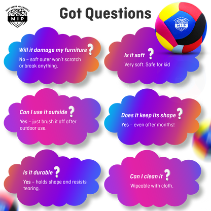 SoftServe foam-padded indoor volleyball in vibrant blue, ideal for adult practice and apartment-friendly use.