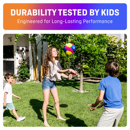 SoftServe foam-padded indoor volleyball in vibrant blue for beginner practice, ideal for apartments and indoor use.