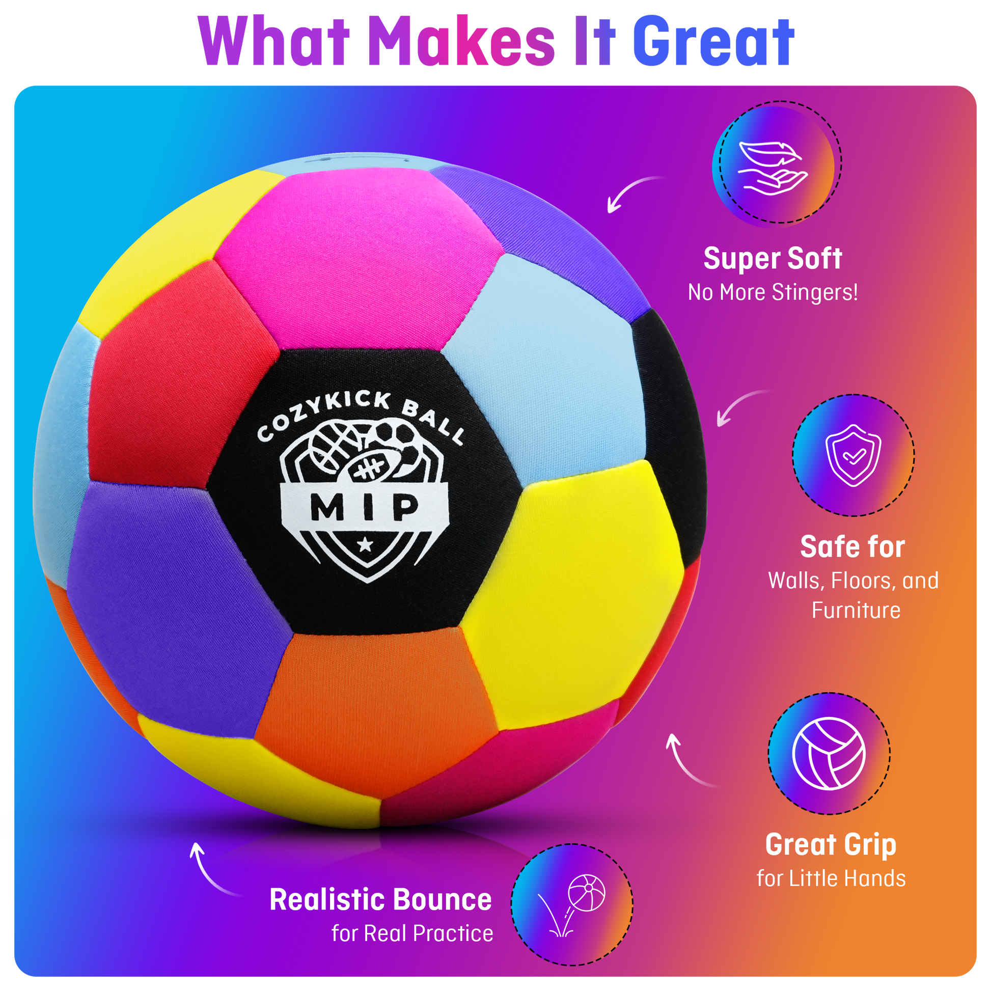 Blue microfiber indoor soccer ball with soft padded foam core from MIP Store