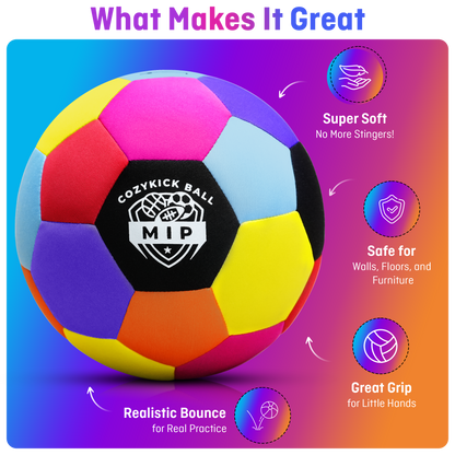 Blue microfiber indoor soccer ball with soft padded foam core from MIP Store